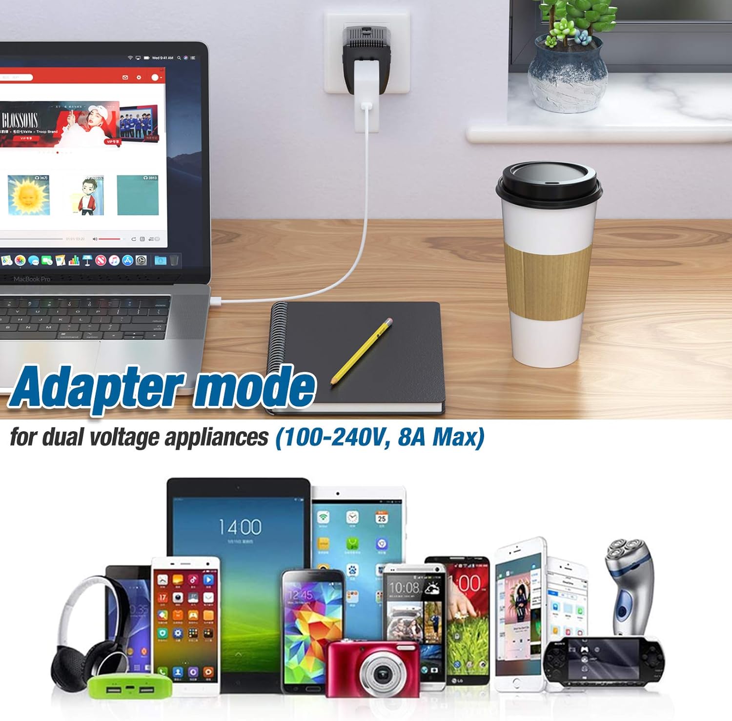 2000W Voltage Converter Adapter US to Europe, UK, Australia, Italy, Spain, Asia Over 150 Countries - Converter Step Down 220V to 110V for Hair Dryer Used Only, Adapter Mode for Cell Phone Laptop - Image 4