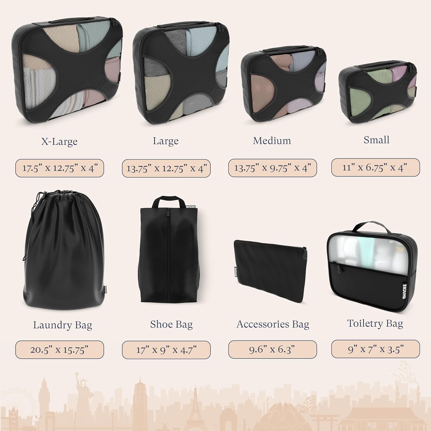 5 Set/8 Set Packing Cubes - Travel Organizers with Laundry Bag - Image 4