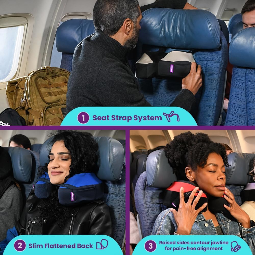 Cabeau The Neck's Evolution, TNE S3 Travel Neck Pillow Memory Foam Airplane Pillow - Neck Pillow with Attachment Straps - 360-Degree Support for Travel, Home, Office, and Gaming - (Berlin Grey) - Image 4