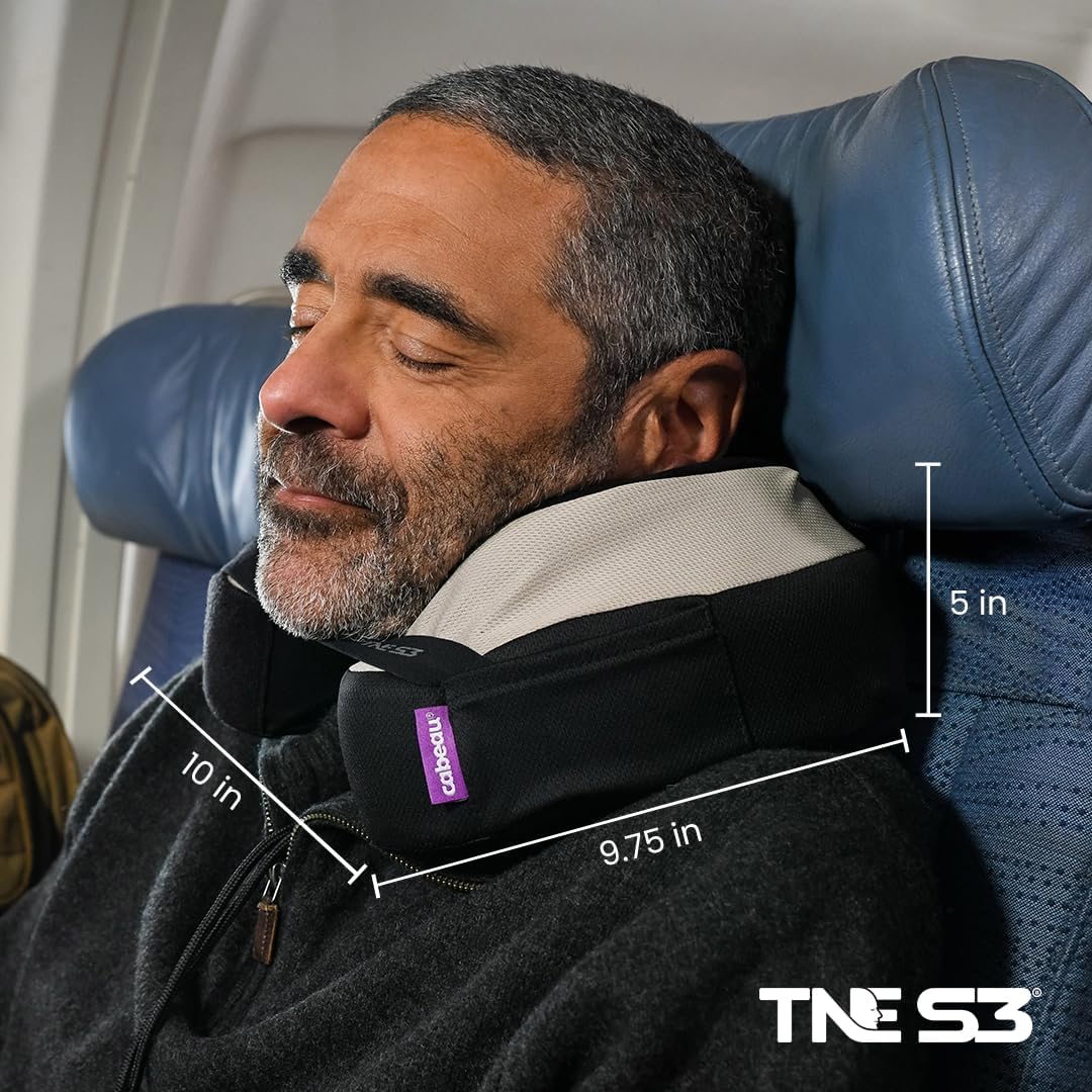 Cabeau The Neck's Evolution, TNE S3 Travel Neck Pillow Memory Foam Airplane Pillow - Neck Pillow with Attachment Straps - 360-Degree Support for Travel, Home, Office, and Gaming - (Berlin Grey) - Image 6