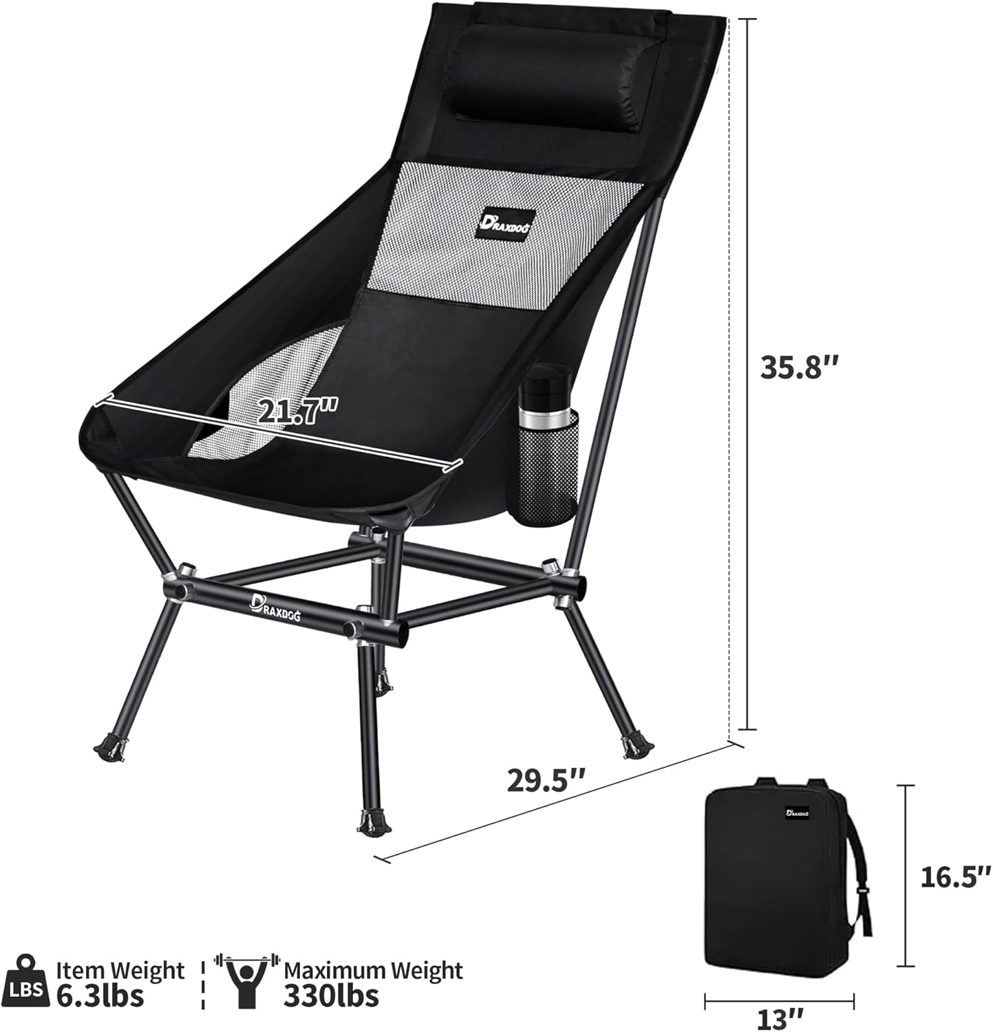 Camping Chair, Patented for Invention, Backpack, Compact Portable Folding Chair, Outdoor Camp, Lawn, Beach High Back Chair with Side Pocket, Lightweight Hiking Chair WB-ZZ (Green) - Image 2