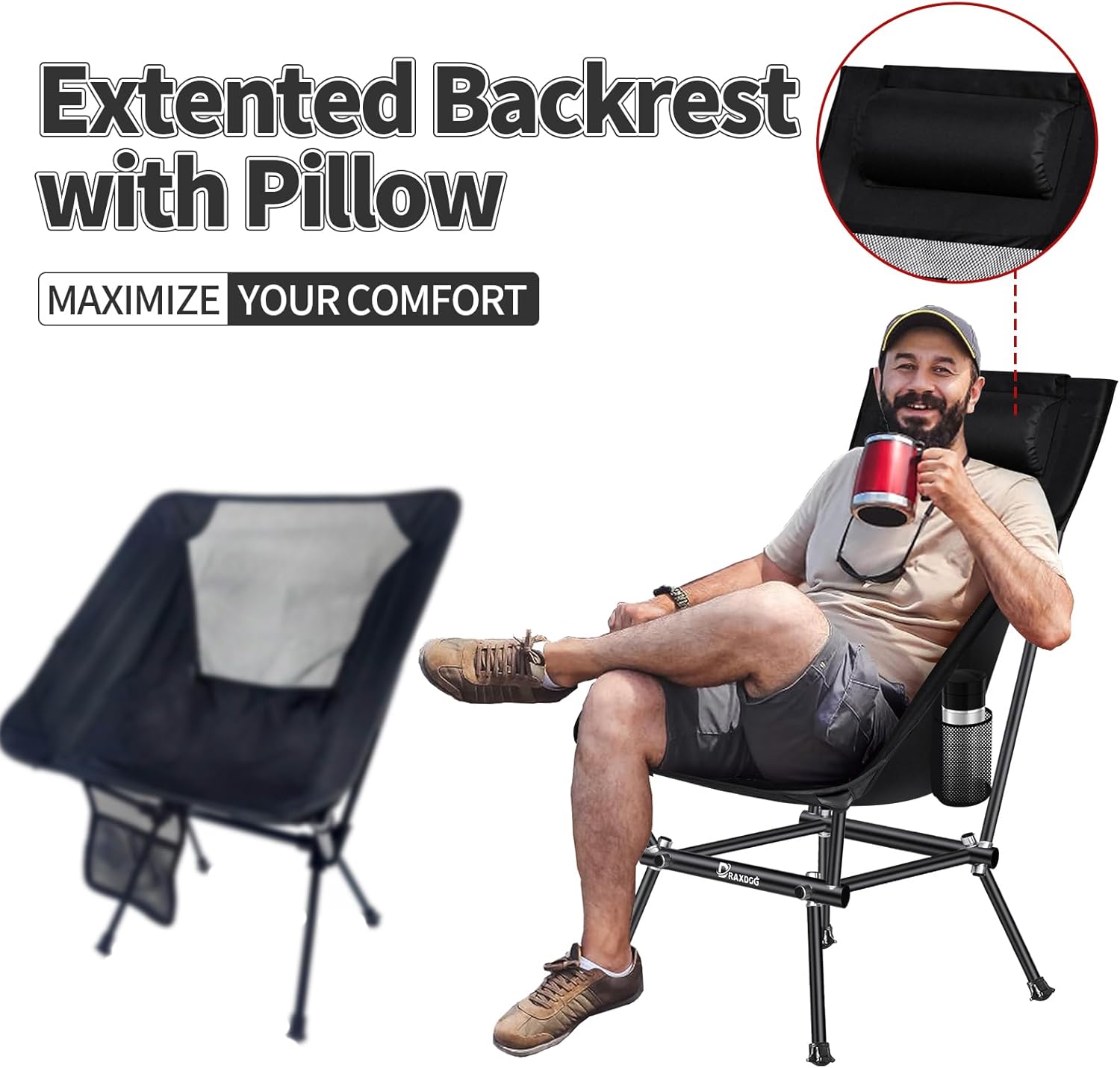 Camping Chair, Patented for Invention, Backpack, Compact Portable Folding Chair, Outdoor Camp, Lawn, Beach High Back Chair with Side Pocket, Lightweight Hiking Chair WB-ZZ (Green) - Image 3