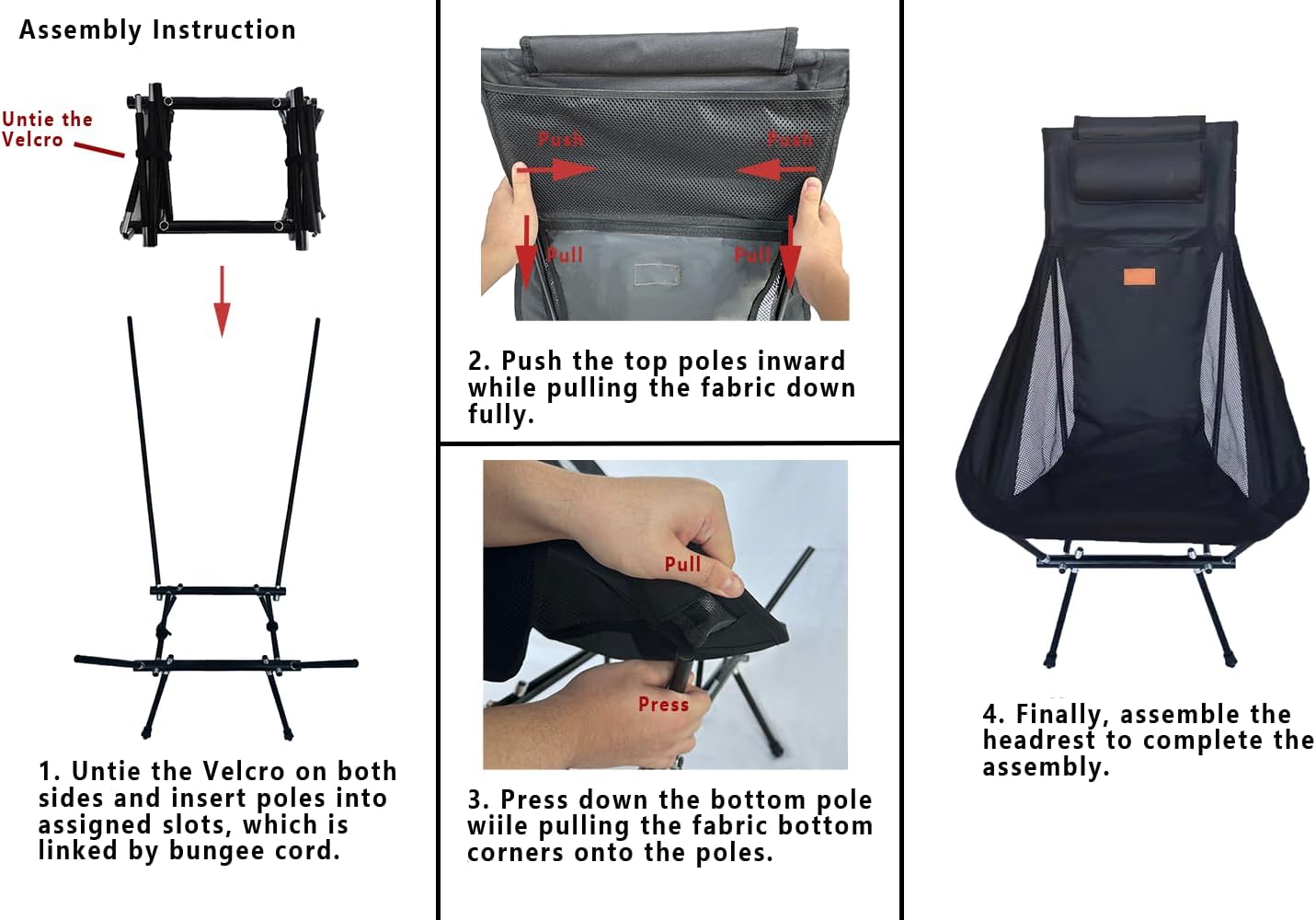 Camping Chair, Patented for Invention, Backpack, Compact Portable Folding Chair, Outdoor Camp, Lawn, Beach High Back Chair with Side Pocket, Lightweight Hiking Chair WB-ZZ (Green) - Image 9