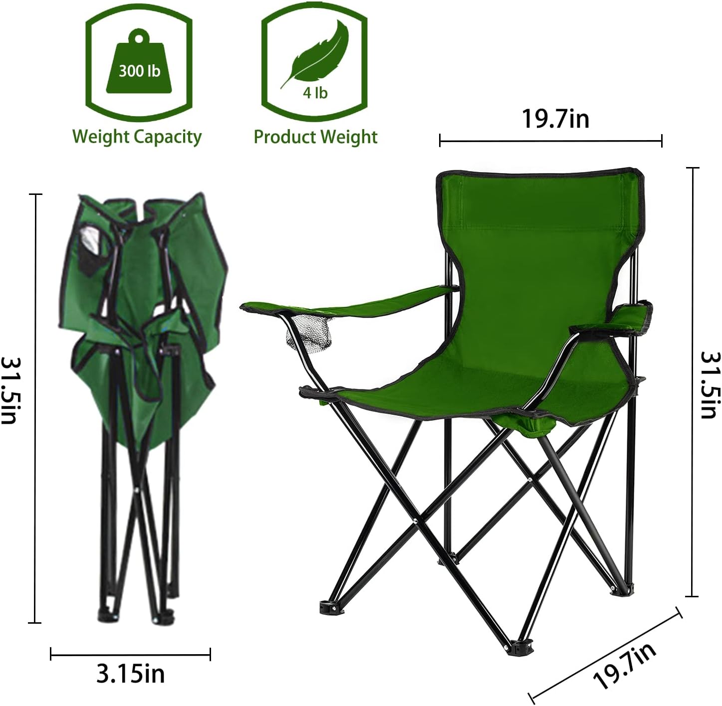 Damei century Portable Camping Chairs Enjoy The Outdoors with a Versatile Folding Chair, Sports Chair, Outdoor Chair & Lawn Chair, Green - Image 3