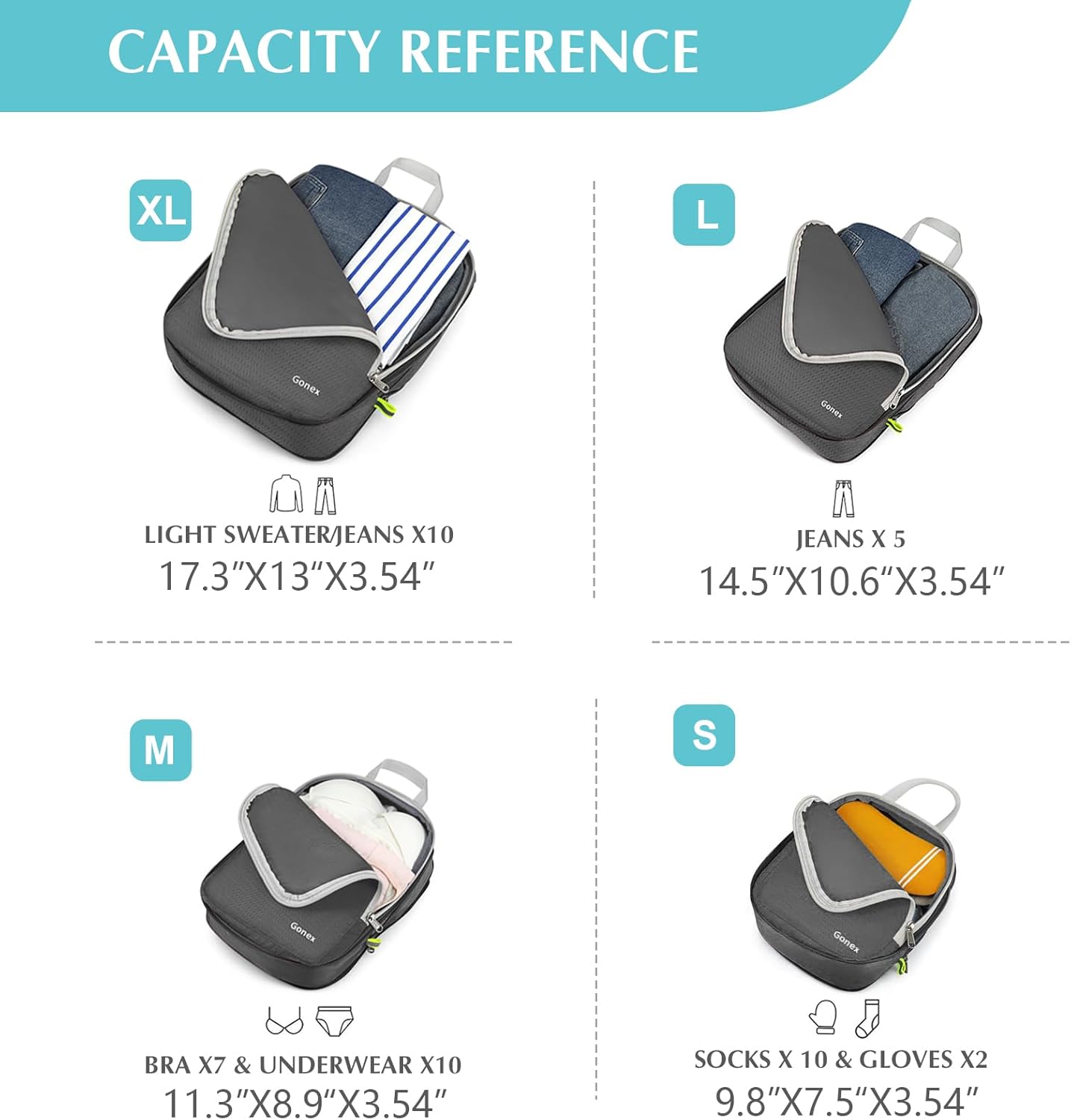 Compression Packing Cubes, 3pcs/4pcs Expandable Storage Travel Luggage Bags Organizers - Image 5
