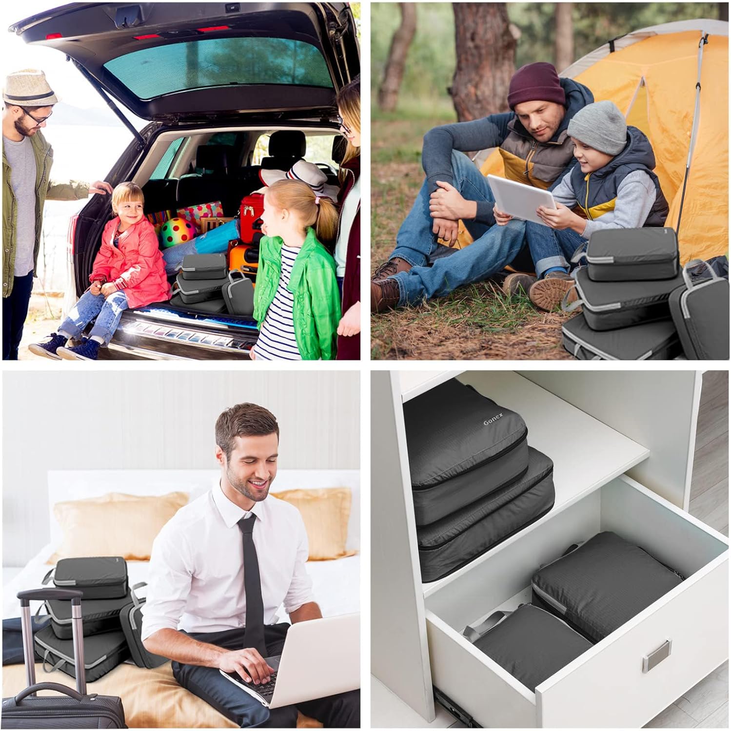 Compression Packing Cubes, 3pcs/4pcs Expandable Storage Travel Luggage Bags Organizers - Image 8