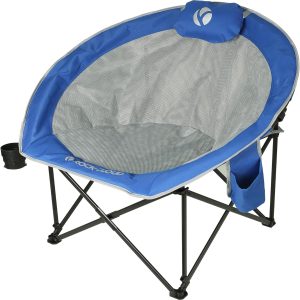 ROCK CLOUD Folding Camping Chair Oversized Padded Moon Chairs Outdoor for Camp Lawn Hiking Fishing Sports, Blue