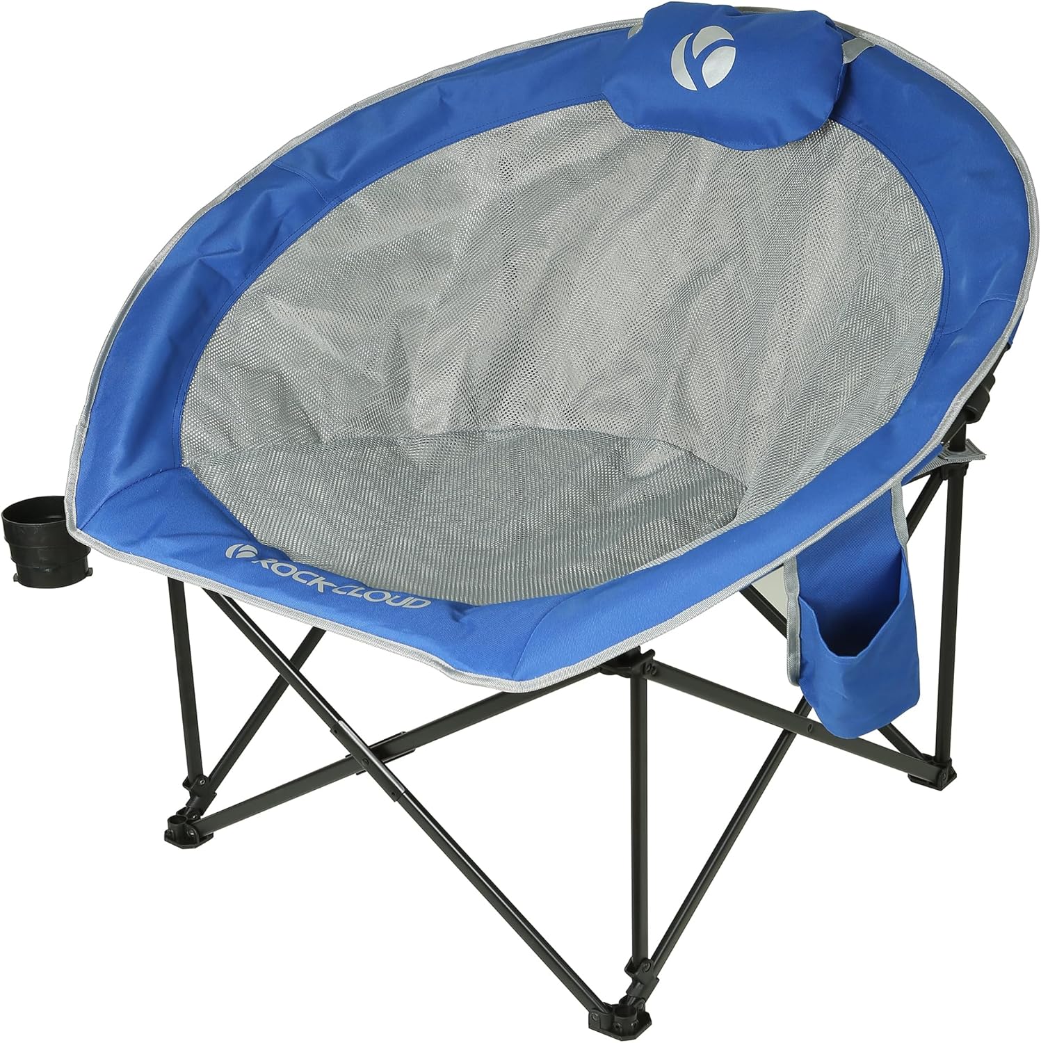 ROCK CLOUD Folding Camping Chair Oversized Padded Moon Chairs Outdoor for Camp Lawn Hiking Fishing Sports, Blue