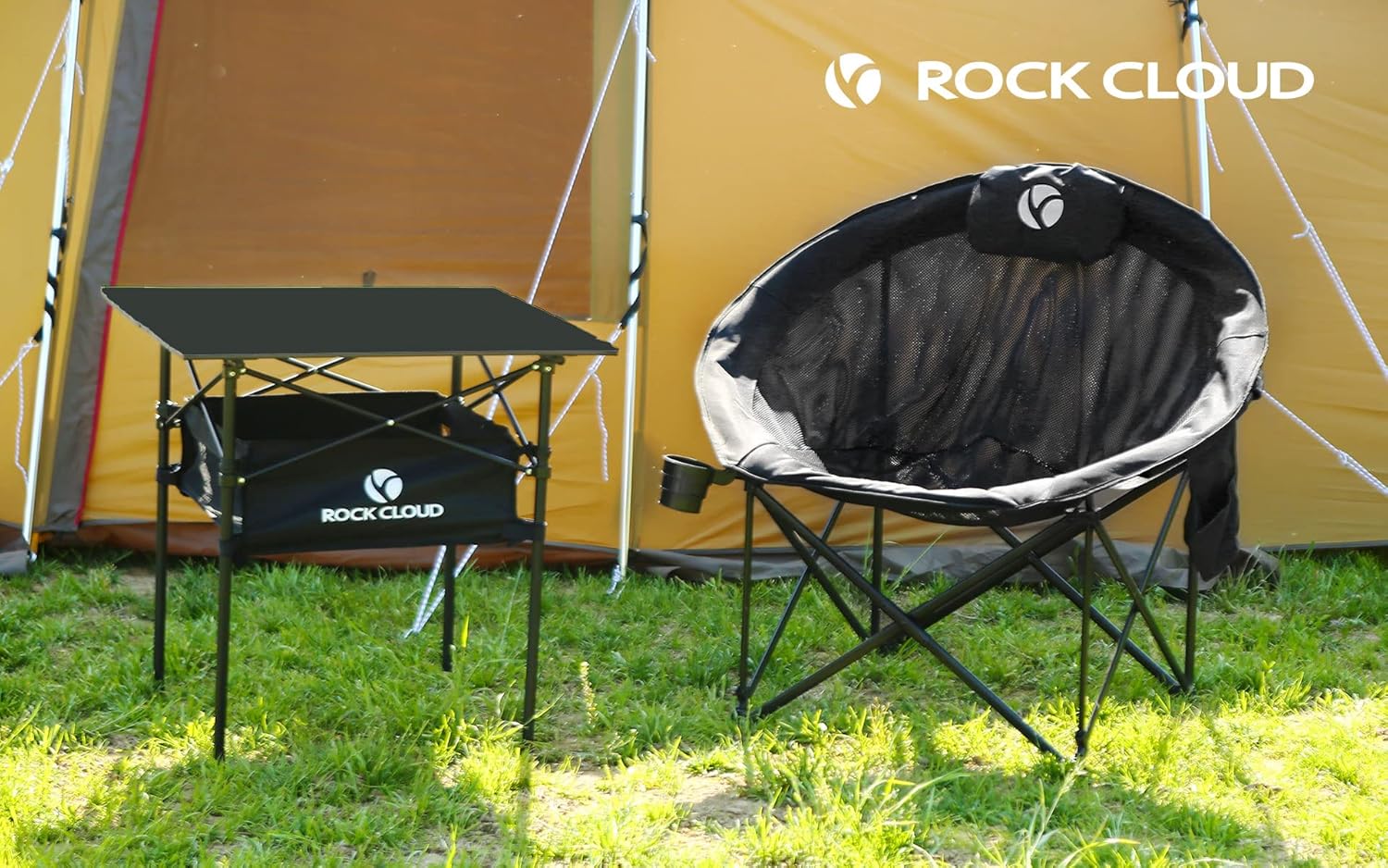 ROCK CLOUD Folding Camping Chair Oversized Padded Moon Chairs Outdoor for Camp Lawn Hiking Fishing Sports, Blue - Image 2