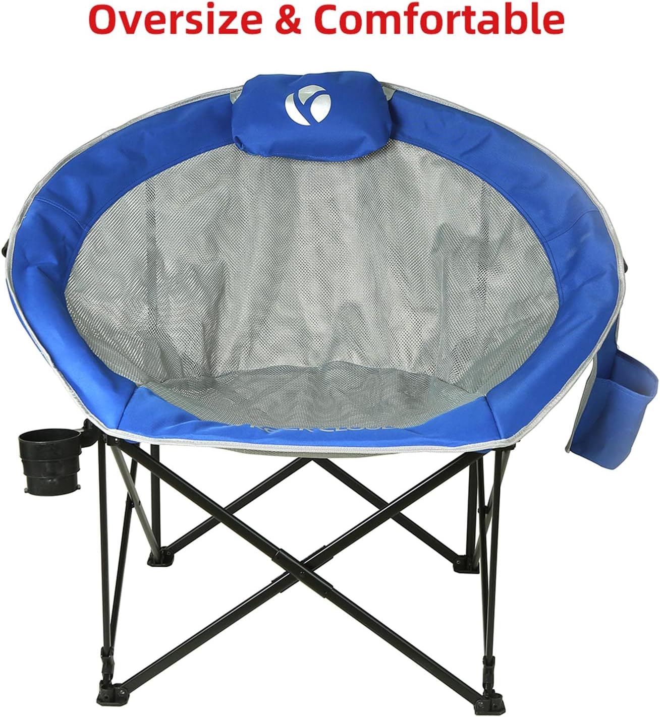 ROCK CLOUD Folding Camping Chair Oversized Padded Moon Chairs Outdoor for Camp Lawn Hiking Fishing Sports, Blue - Image 6