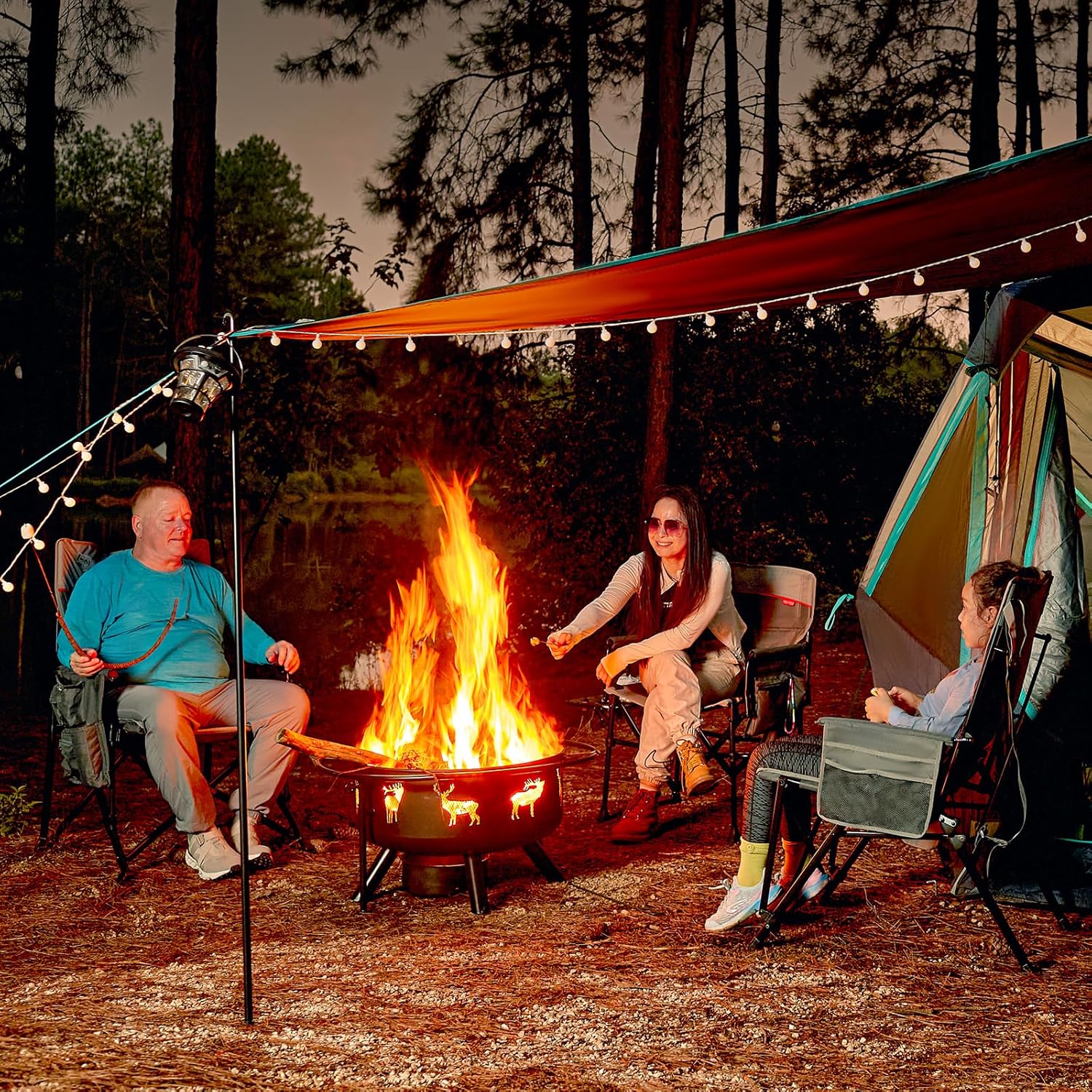 TIMBER RIDGE Oversized Heated Camping Chair with Lumbar Support, Portable Folding Chair Heavy Duty for Adults Supports 450 LBS for Outdoor Camping, Lawn, with High Back (Power Bank not Included) - Image 2
