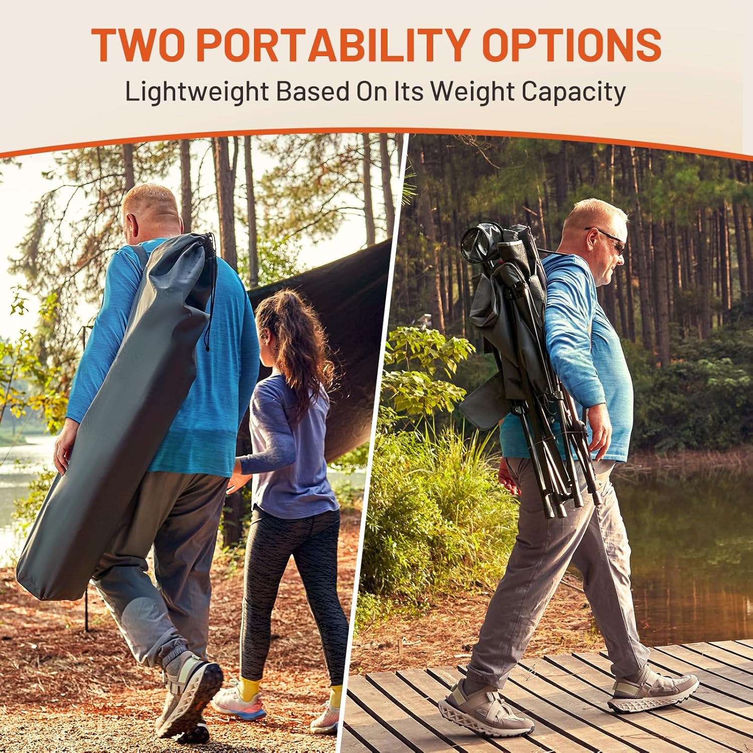 TIMBER RIDGE Oversized Heated Camping Chair with Lumbar Support, Portable Folding Chair Heavy Duty for Adults Supports 450 LBS for Outdoor Camping, Lawn, with High Back (Power Bank not Included) - Image 8