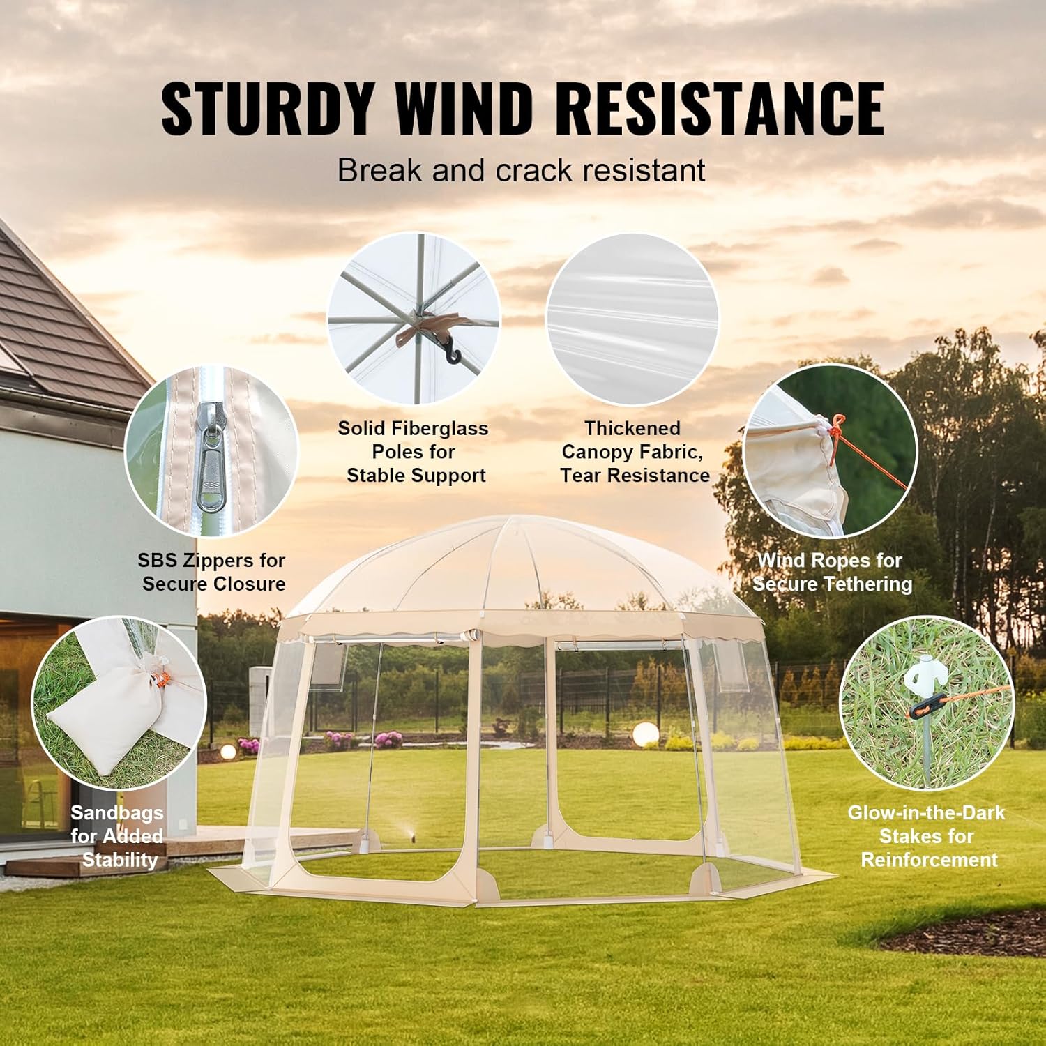 VEVOR Upgraded Pop up Bubble Tent for 8-10 People - Need Simple Assembly - 12x12ft Outdoor Clear Bubble Tent Dome, Weatherproof Clear Tent Shelter for Soccer, Football, Softball, Events, and Parades - Image 4