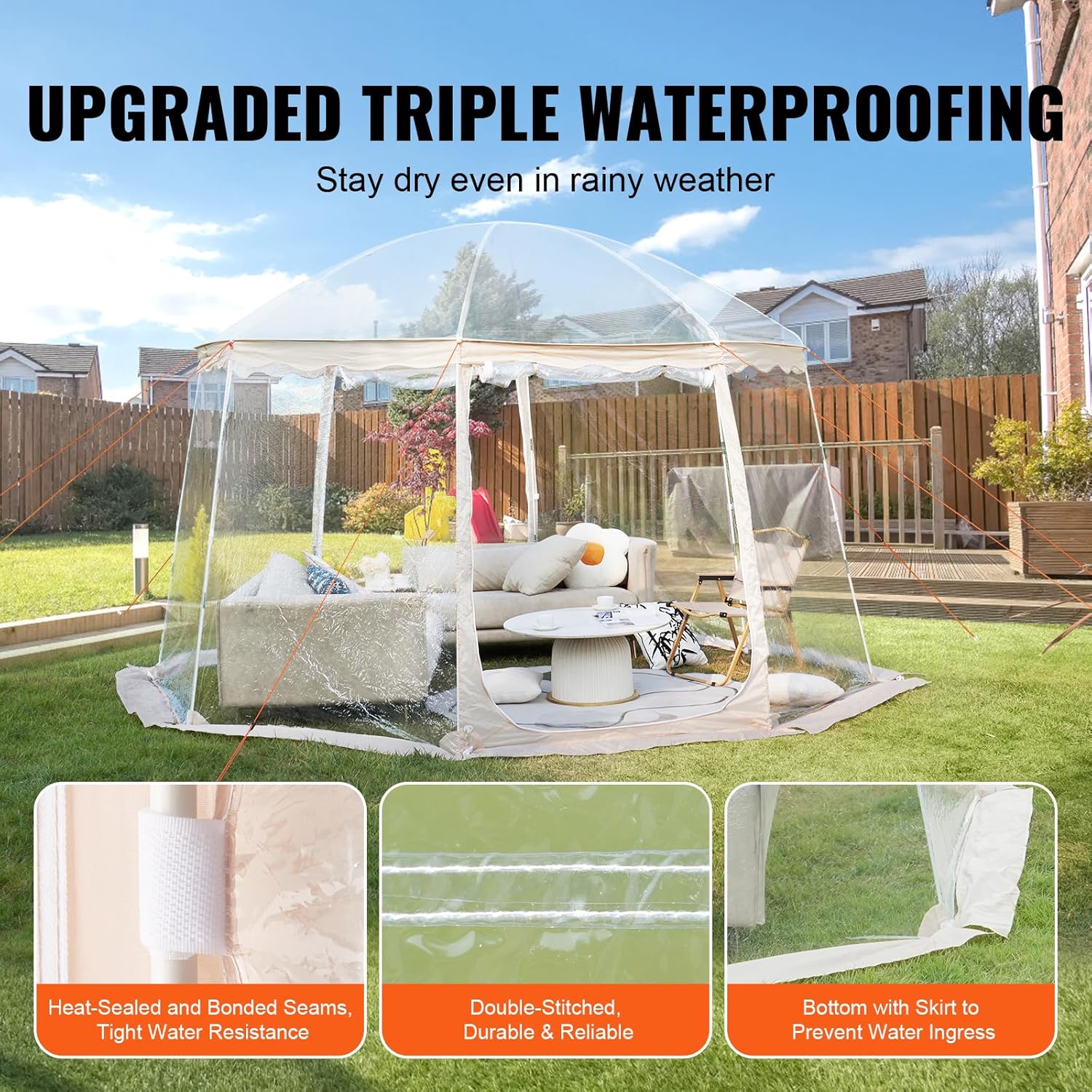 VEVOR Upgraded Pop up Bubble Tent for 8-10 People - Need Simple Assembly - 12x12ft Outdoor Clear Bubble Tent Dome, Weatherproof Clear Tent Shelter for Soccer, Football, Softball, Events, and Parades - Image 5