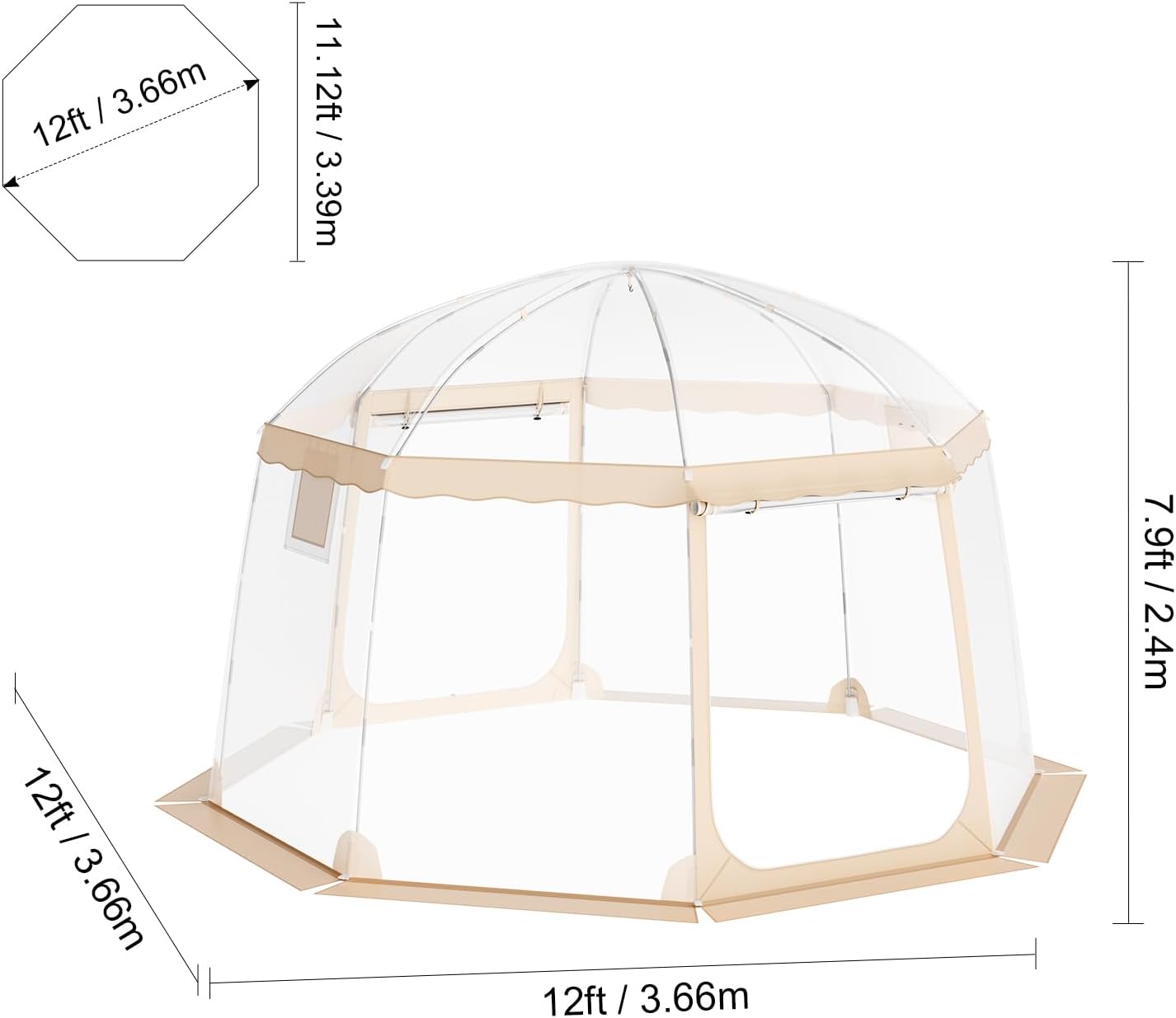 VEVOR Upgraded Pop up Bubble Tent for 8-10 People - Need Simple Assembly - 12x12ft Outdoor Clear Bubble Tent Dome, Weatherproof Clear Tent Shelter for Soccer, Football, Softball, Events, and Parades - Image 9