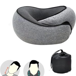 YOECO Travel Pillow Neck Pillow 2024, Memory Foam Neck Pillow Airplane, Portable Travel Pillows for Airplanes Offices and Cars,360° Travel Neck Pillow Soft Neck Pillow for Traveling (Grey)