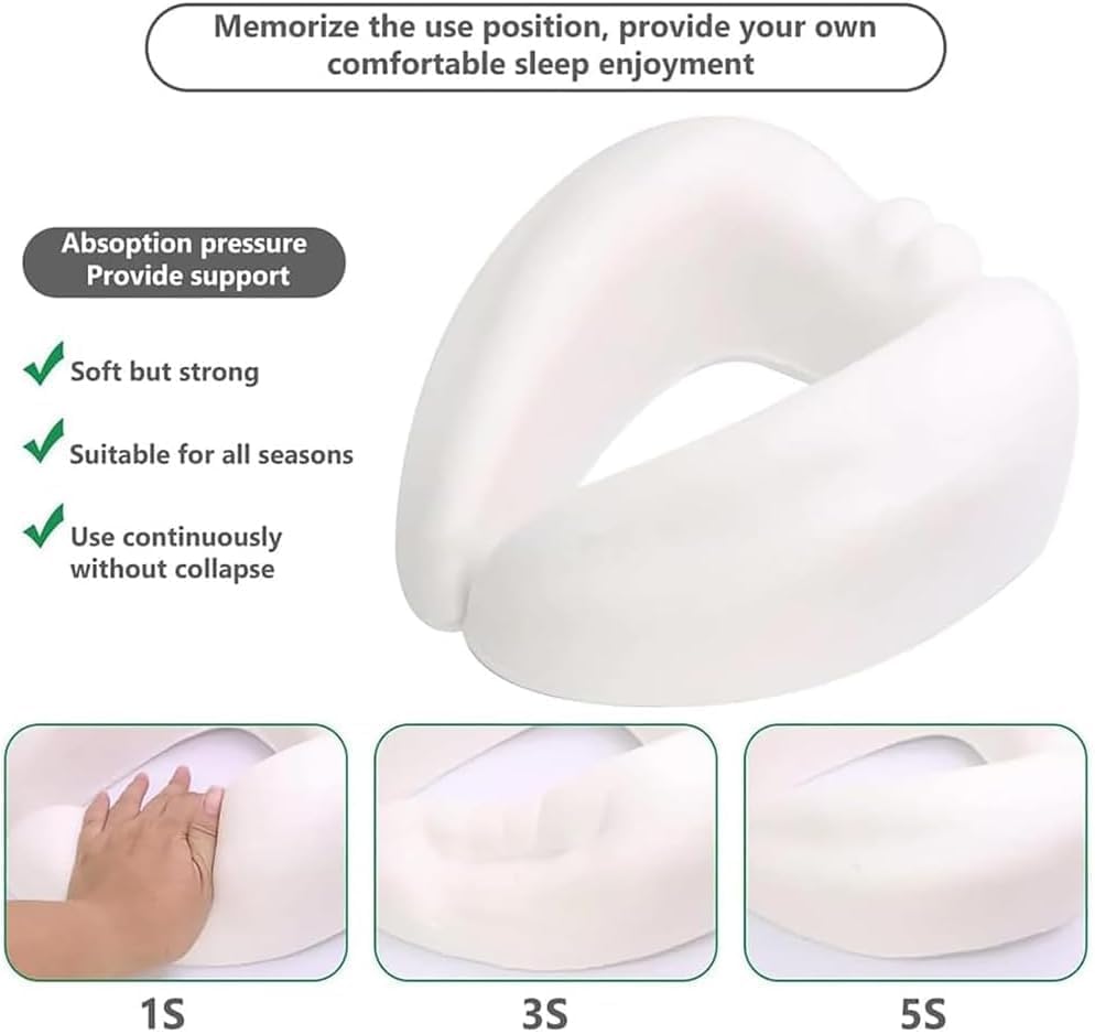 YOECO Travel Pillow Neck Pillow 2024, Memory Foam Neck Pillow Airplane, Portable Travel Pillows for Airplanes Offices and Cars,360° Travel Neck Pillow Soft Neck Pillow for Traveling (Grey) - Image 5
